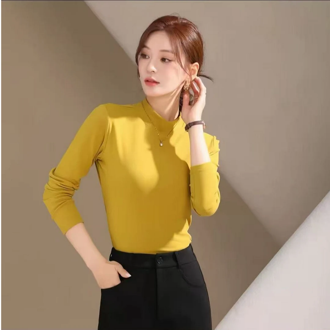 秋冬季新款半高领纯色时尚百搭保暖显瘦内搭打底衫17280#