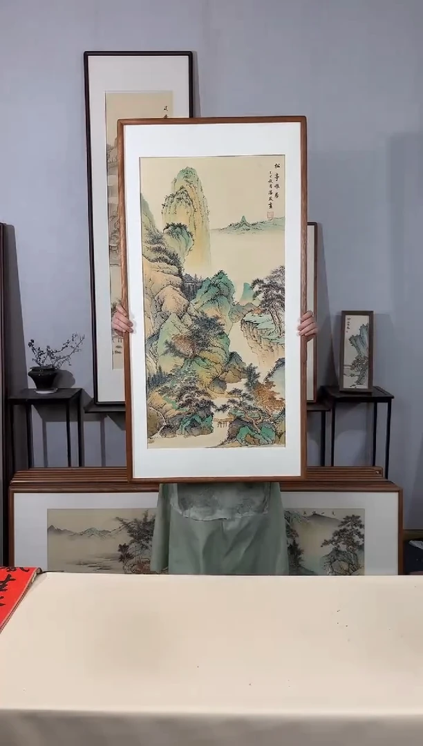 国画手绘*雅堂会友*62*122cm带框发货