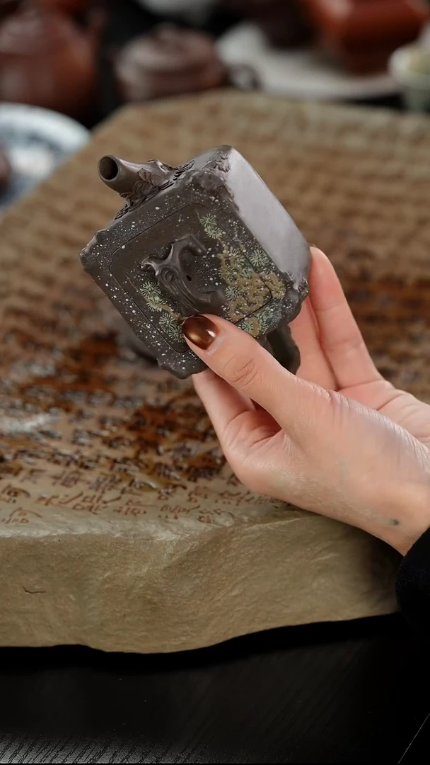 茶壶紫砂用****5四方泥绘雪松120cc