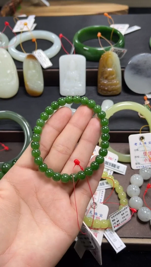 未镶嵌手串和田玉卡7俄七碧玉 老型9016177