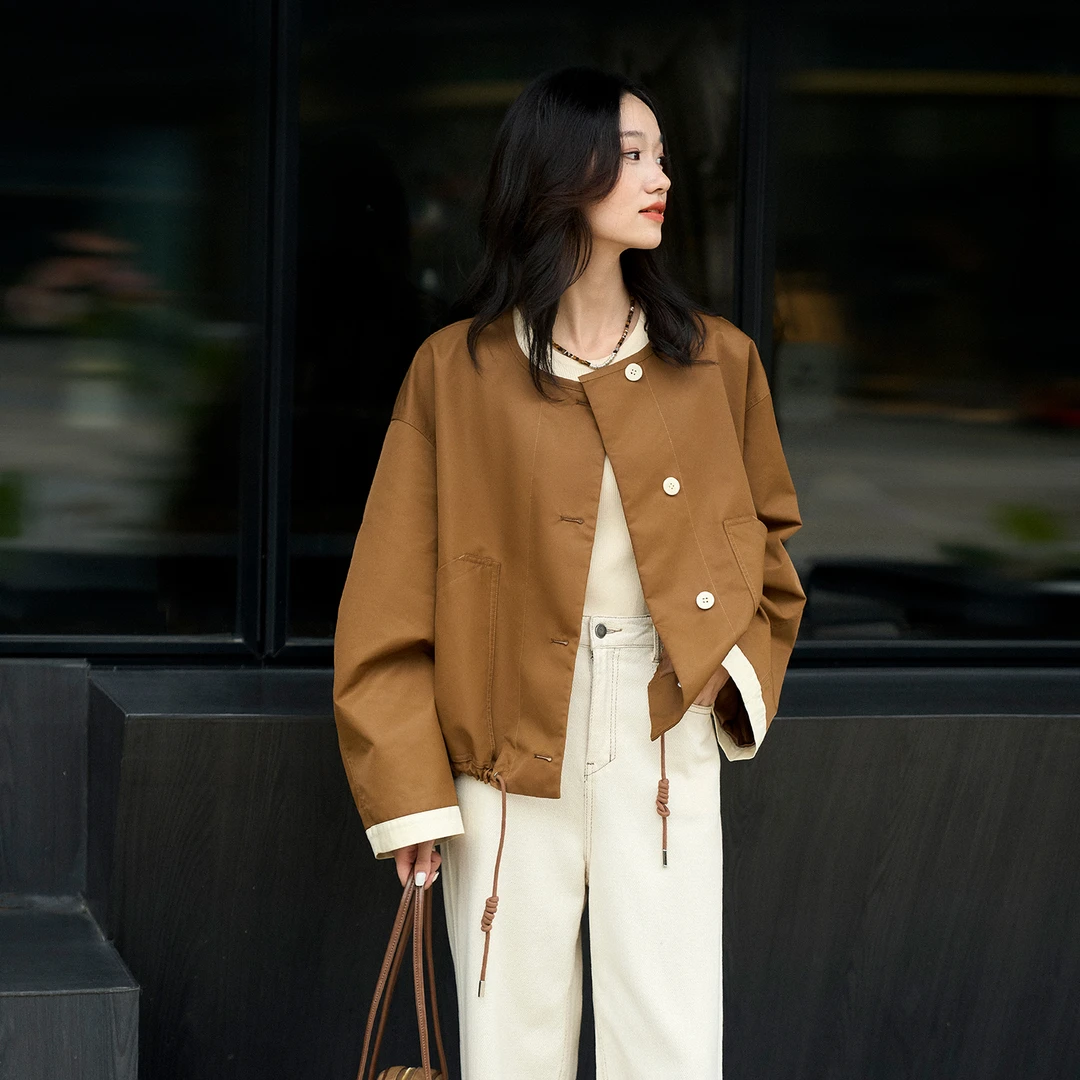 笑涵阁 新品【都市新风范】进口技术工艺面料短外套女WTG764715AG