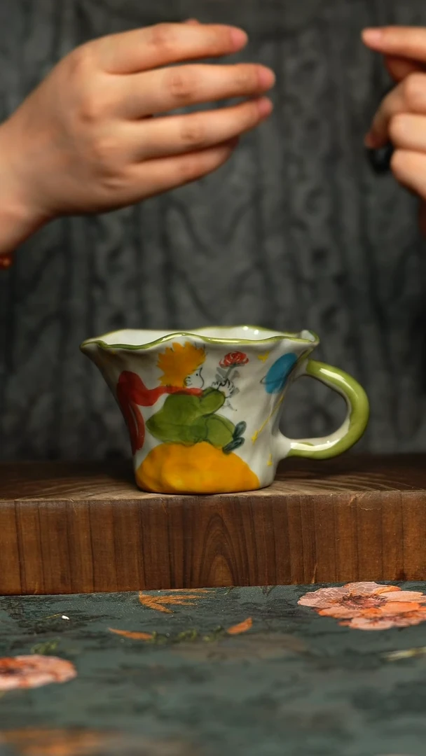 杯釉下彩手工手绘同款陶器