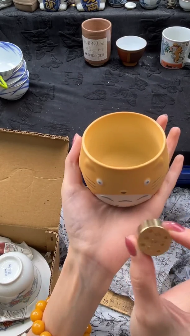 瓷片龙猫和香插
