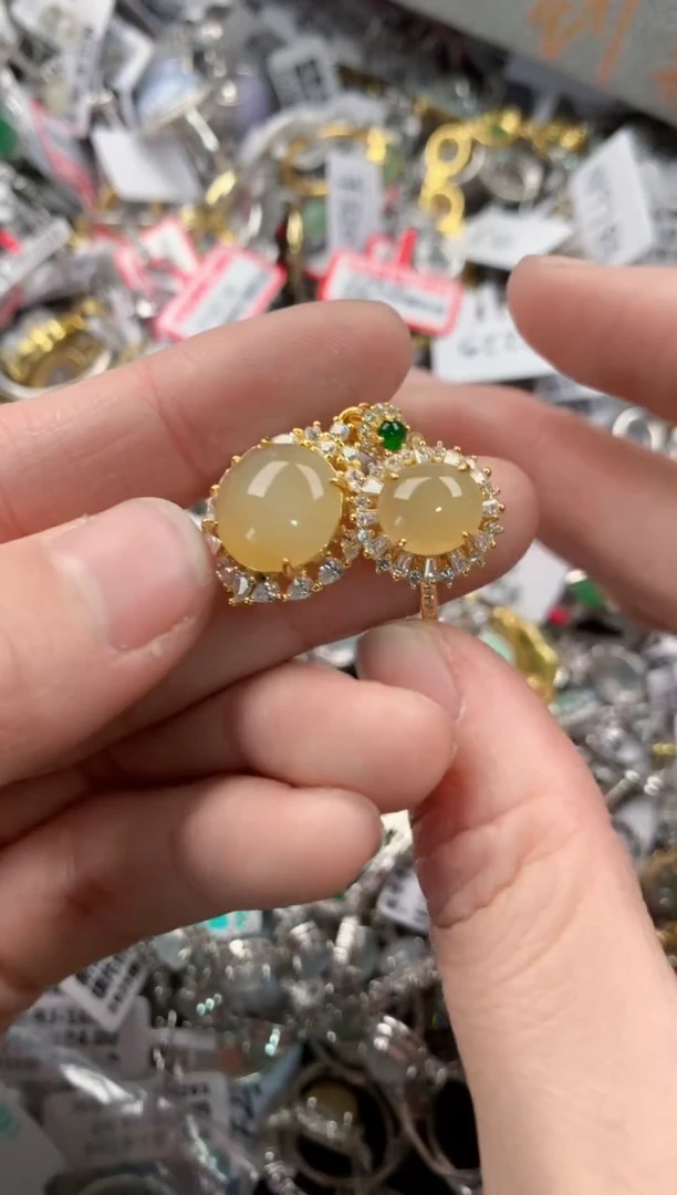 银S925镶嵌戒指翡翠3----3