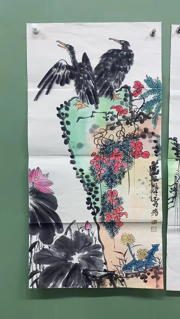 竖款精品三尺，鱼鹰