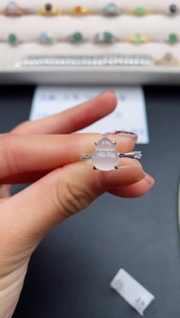 银S925镶嵌戒指翡翠22222222+4