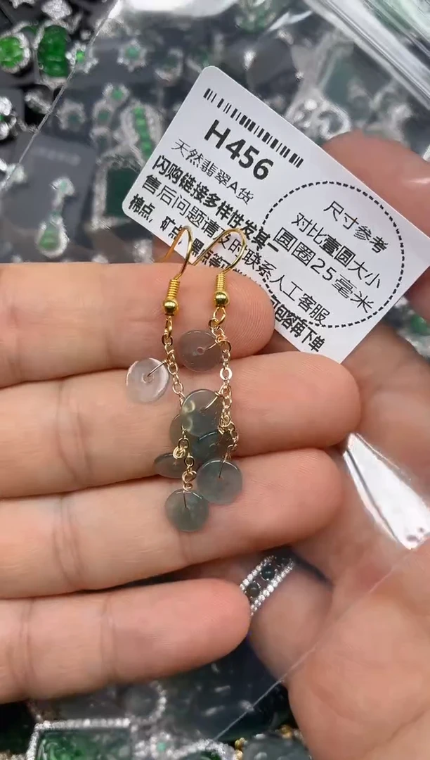 颈饰未镶嵌翡翠H456耳钩