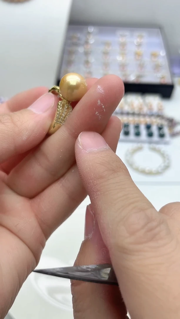 未镶嵌戒指淡水珍珠黄色系戒指