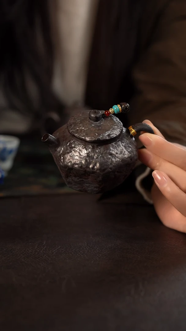 米*糖伟壶柴烧小泡壶 凝雨 大漆黑珠