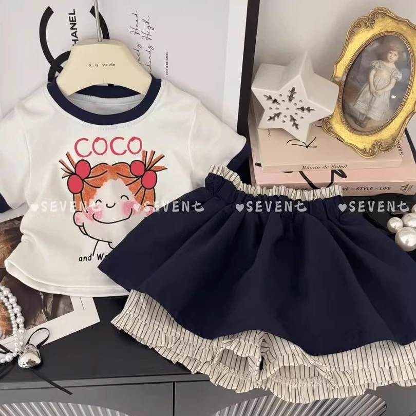 童装女童套装新款儿童运动洋气时尚休闲夏季小童短袖短裤韩版
