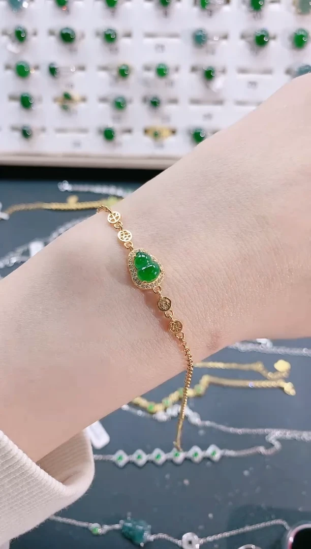 【闪购商品】翡翠手链银S925镶嵌天然翡翠