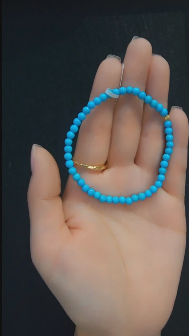 18K金镶嵌绿松石手串发货一件