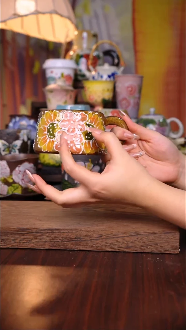 杯子陶泥垚手作 景德镇手工手绘陶瓷器物