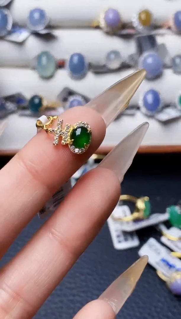 银S925镶嵌戒指翡翠2837