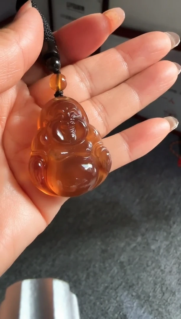 琥珀吊坠(赠链)未镶嵌善*#48缅甸琥珀紫罗兰吊坠