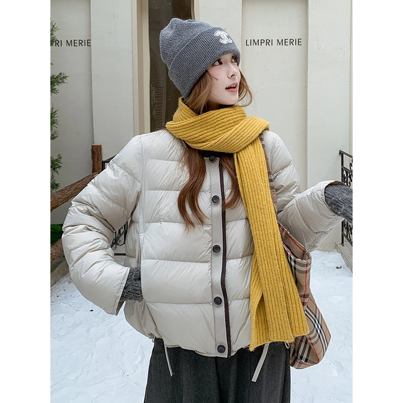 小个子灰色羽绒服女短款2025冬季新款时尚韩系百搭减龄显瘦外套潮