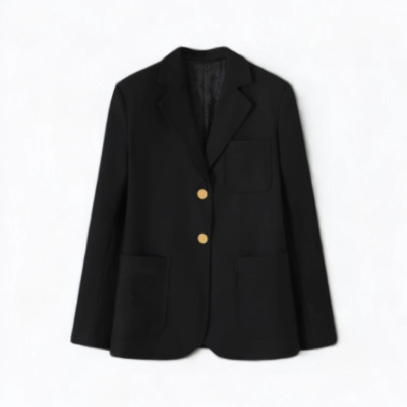 黑金中长款女士高端秋冬时尚百搭纯色气质西装 8372