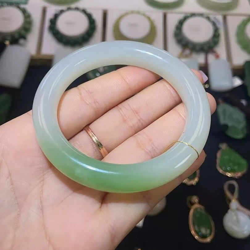 和田玉翠青手镯/55/56