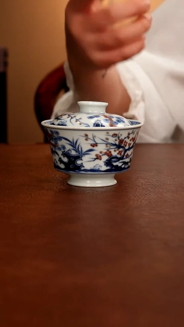 摆件陶景德镇瓷器，明成化青花瓷手绘茶具~