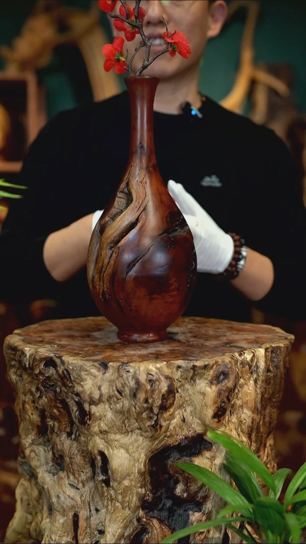 木雷击枣木富贵瓶