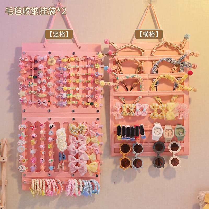 毛毡墙上收纳架公主发卡发圈挂墙收纳神器饰品壁挂女孩发饰收纳袋