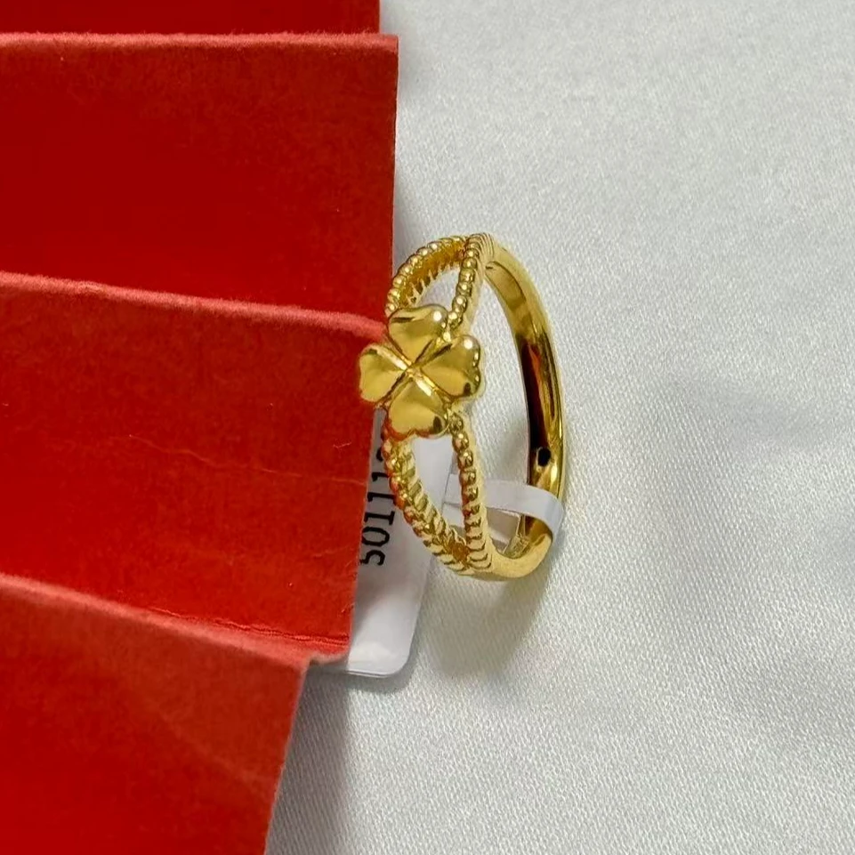 【小鹏黄金】足金999四叶草5D工艺戒指