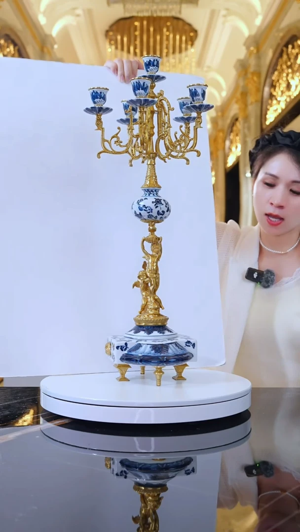 摆件R****yRA613法式青花烛台