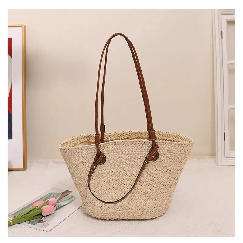 杂志款罗家草编包女法式藤编复古编织大包度假包包沙滩包手提包