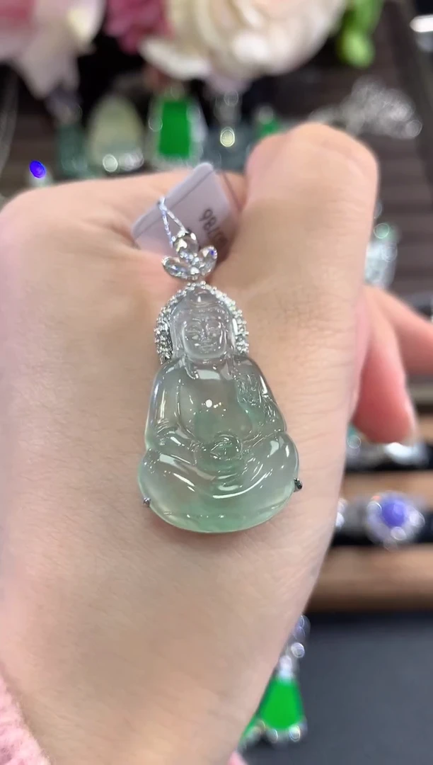 吊坠(不含链)18K金镶嵌翡翠c121