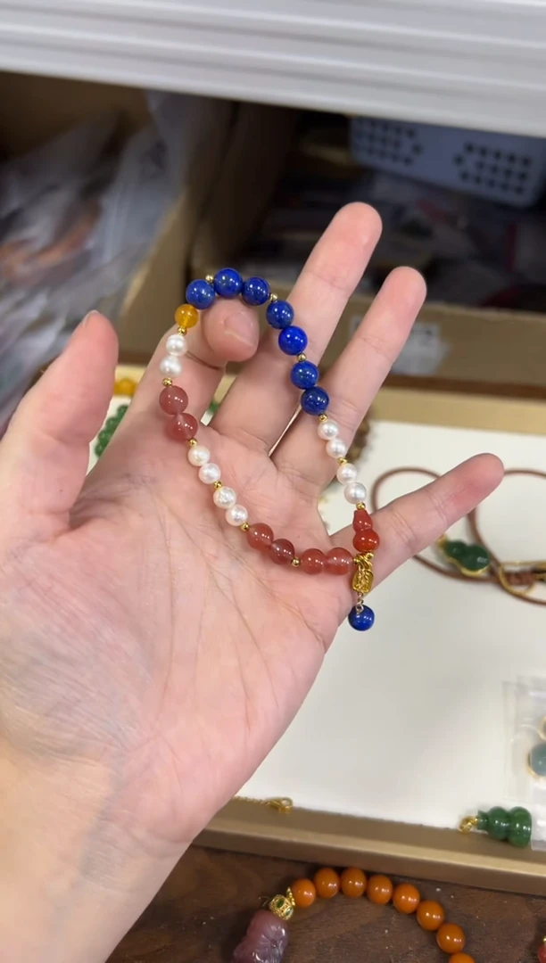 未镶嵌手链南红玛瑙南红葫芦青金珍珠款手链[0464]