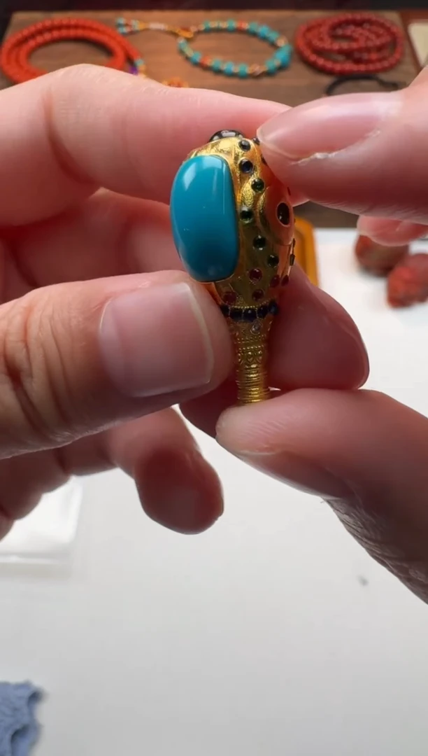 18K金镶嵌绿松石配饰配饰梨*～配饰配饰