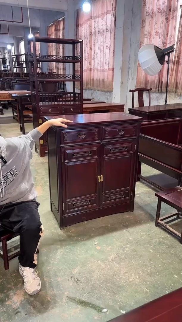 黑酸枝木类成套家具双门鞋柜