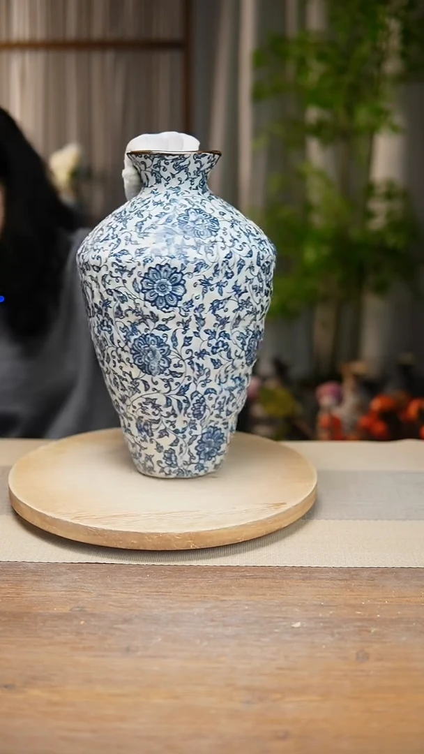 【闪购商品】陶瓷  花器青花瓷缠枝莲高脚