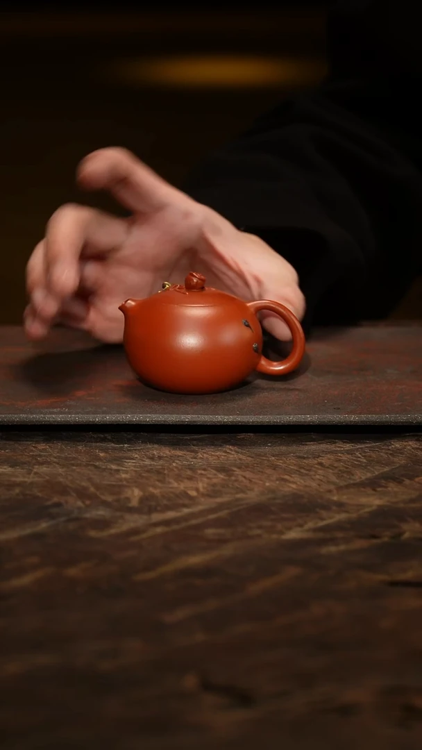 紫砂茶叶罐李丹朱泥花器