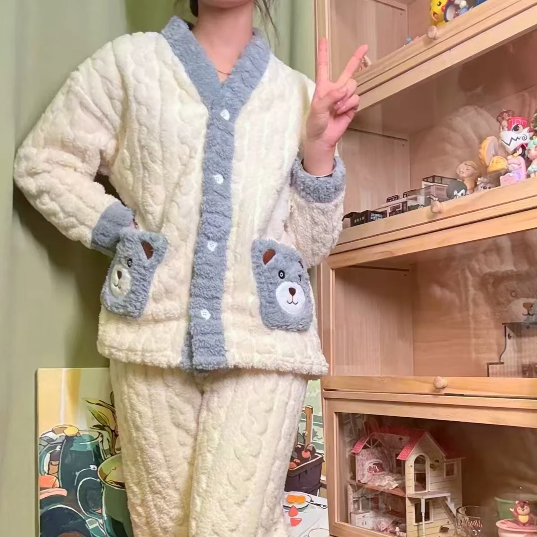 双面加绒法兰绒睡衣家居服