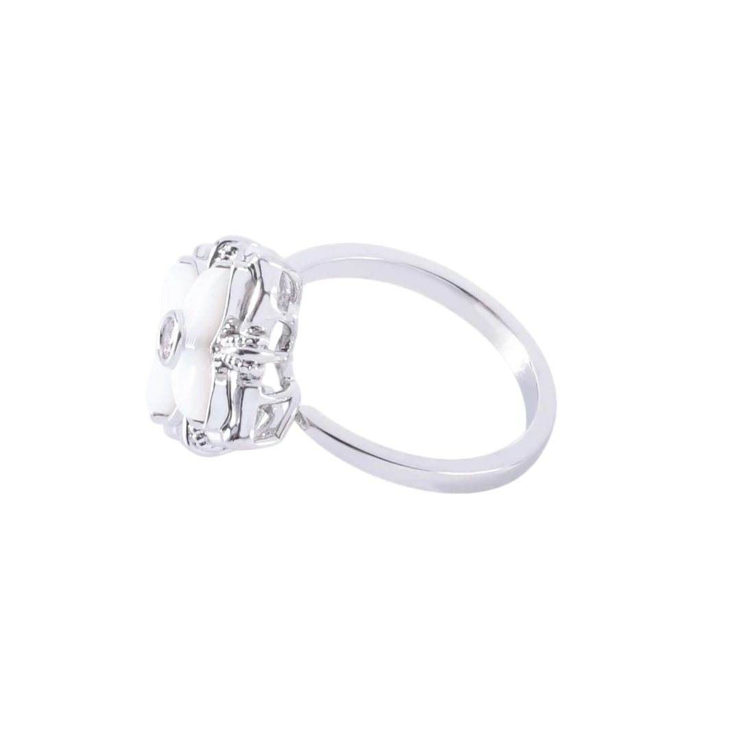 镀k金 白贝 轻奢时尚百搭阿布白贝戒指 0636