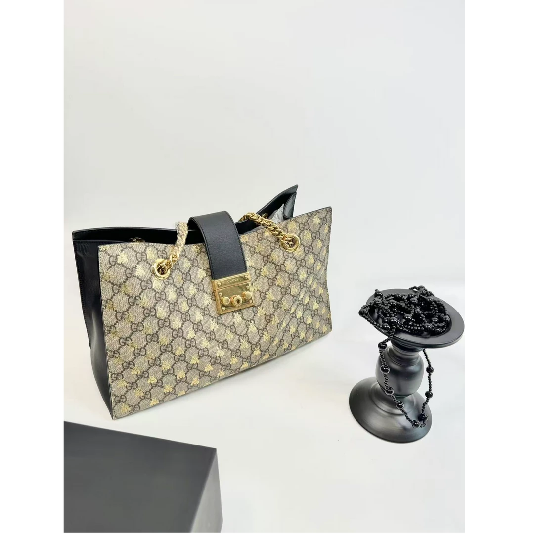 95新 GUCCI/古驰 【小考拉】Gucci 蜜蜂padlock大号托特单肩包