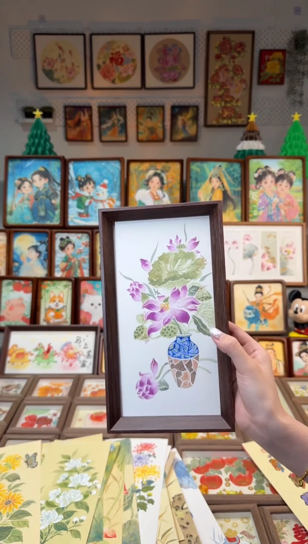 国画紫荷花淸供 手绘国画27