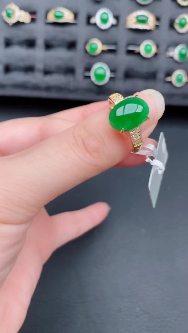 银S925镶嵌戒指翡翠天然a货翡翠122
