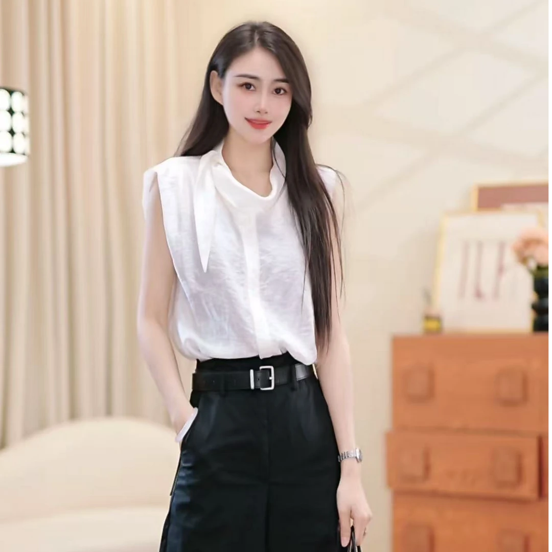 【艾家商场同款】2025夏季新品款时尚百搭无袖衬衫上衣女3016