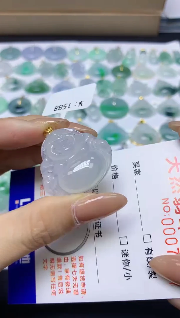 颈饰18K金镶嵌翡翠天然缅甸A货翡翠百元以上9元证书费自理