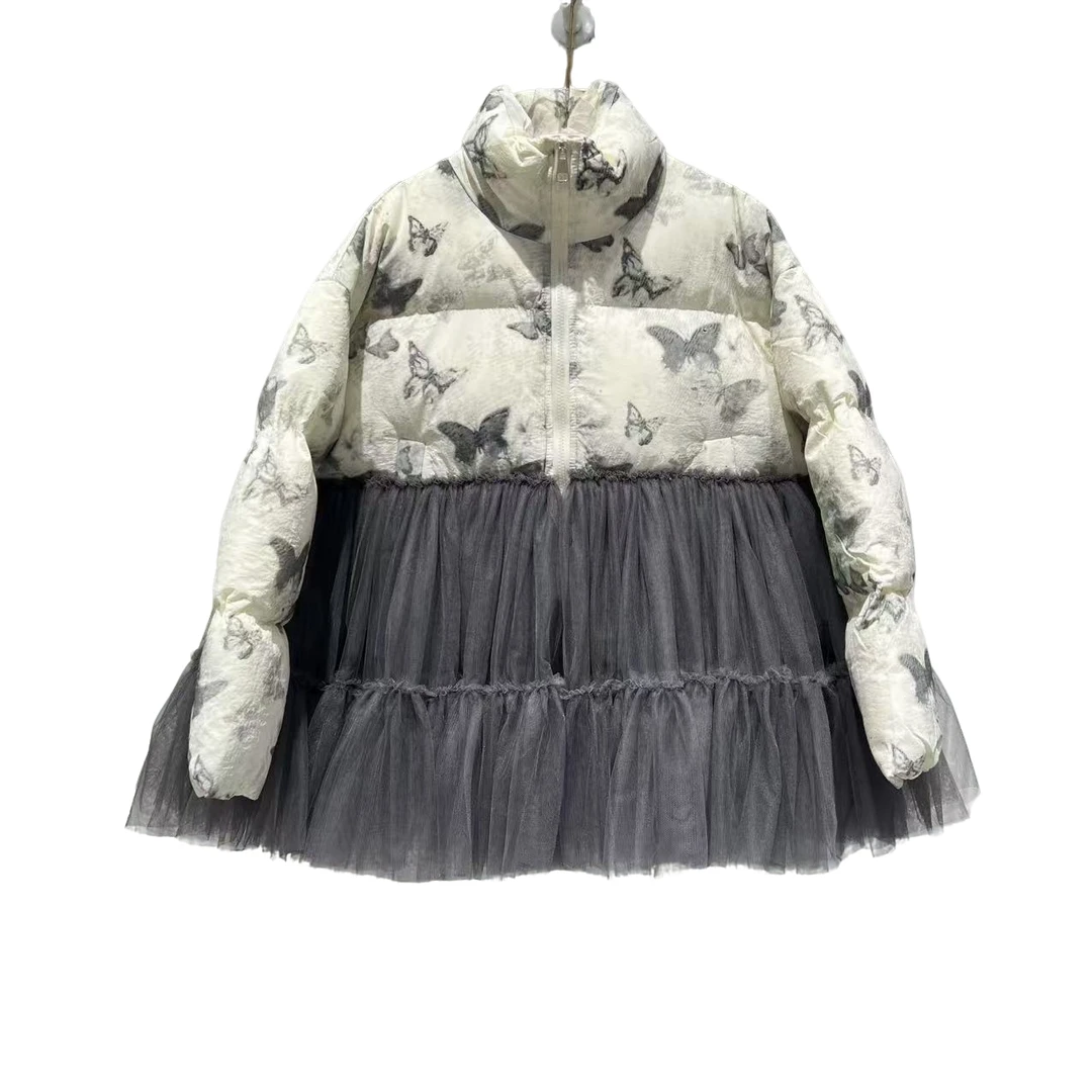 4049【珍珍优选】设计师新款拼接纱纱冬季长袖女装连衣裙