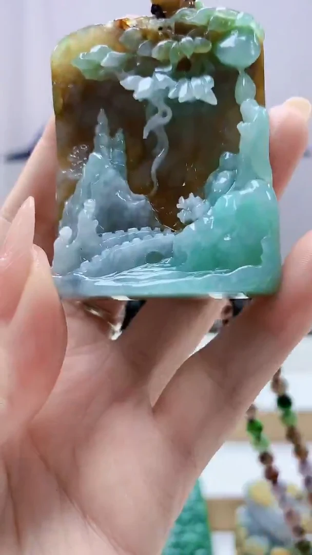 未镶嵌定制翡翠5153DD-毛货挂件83