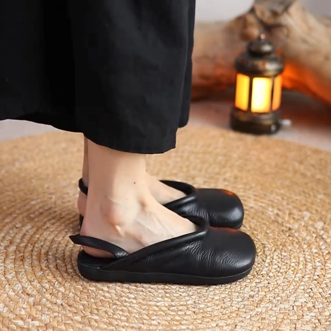 zl2025春夏鞋子女设计感平底复古包头拖鞋女娃娃头宽脚罗马凉鞋