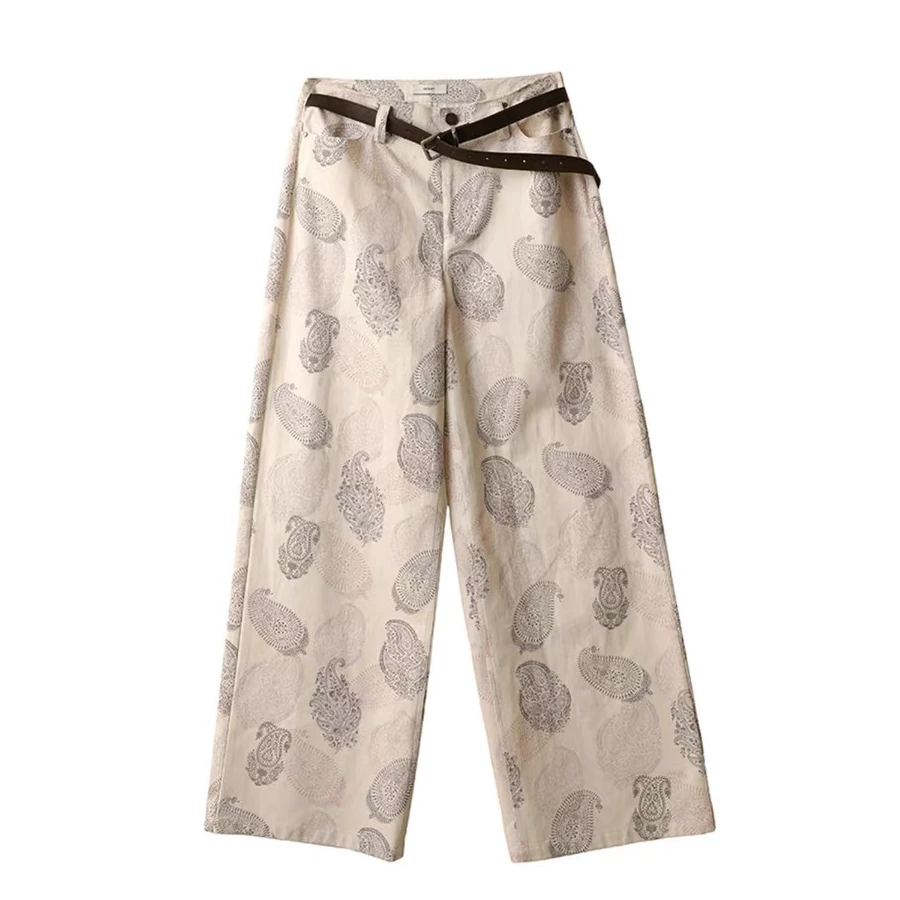 ICE DUST 设计师品牌25春夏新品腰果印花牛仔裤时尚高腰百搭复古