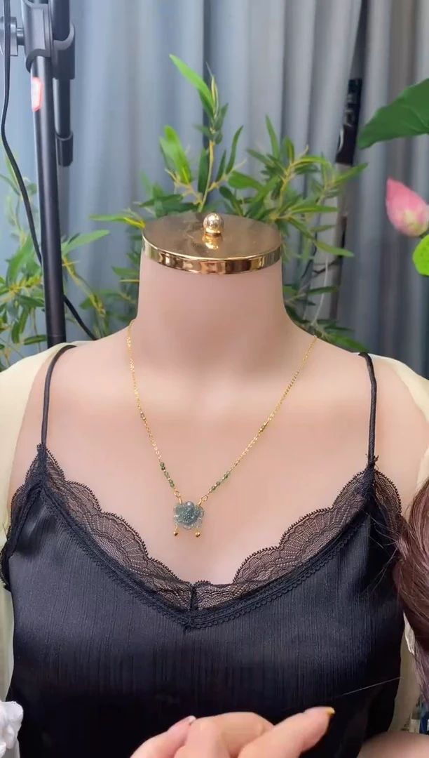 翡翠银S925镶嵌颈饰净货12843