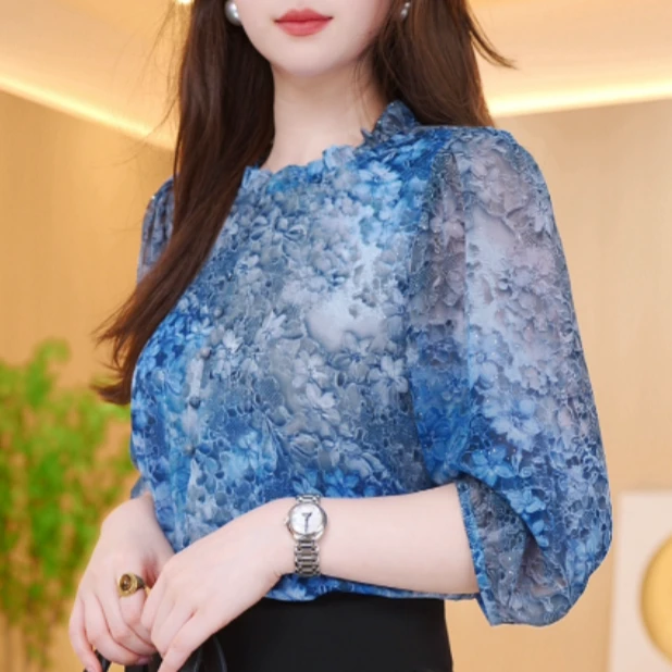 敬亭2025新款新中式国风设计感气质立领衬衫上衣M753欢欢