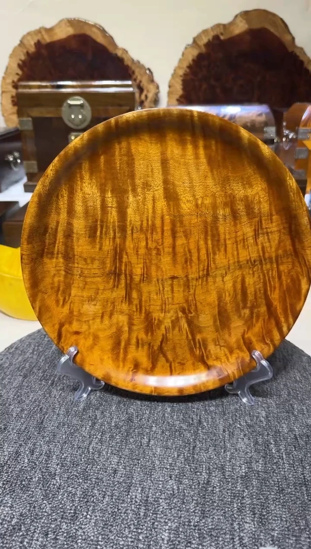 金丝楠木 枯木料 满水波圆盘 27.7-3.4cm