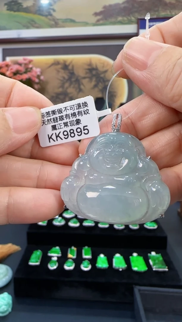 颈饰18K金镶嵌翡翠KK9895佛公