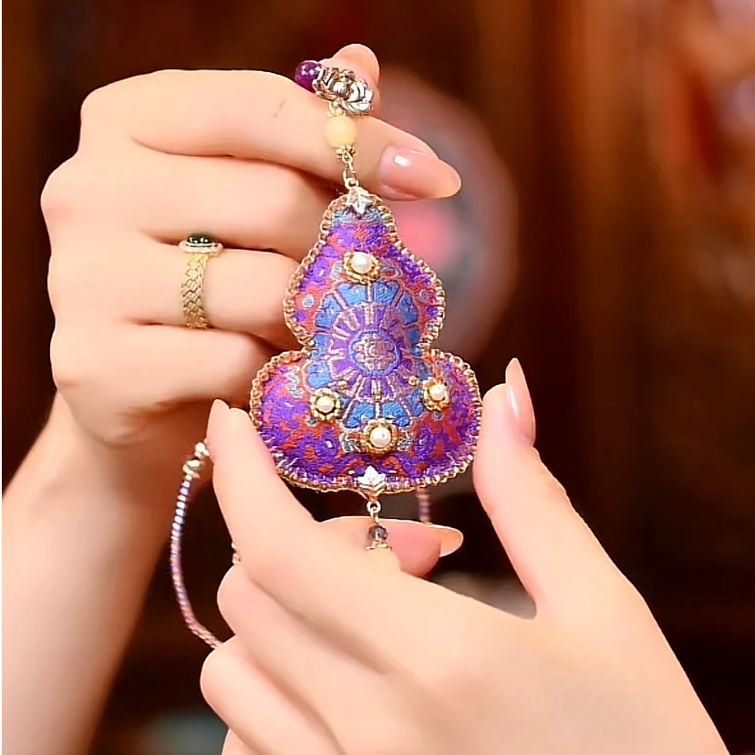 非金属布艺项链 预售【宋锦八达晕】紫葫芦 手工项链